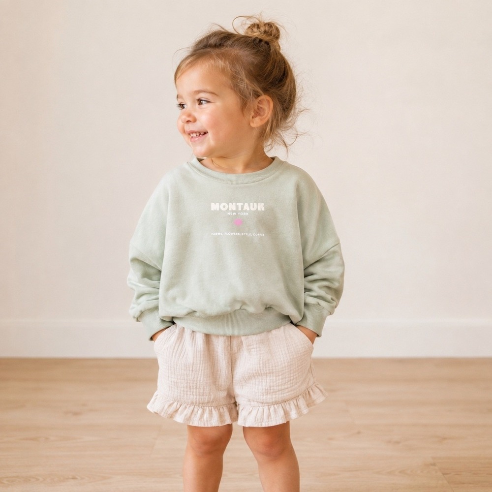 Grayson Mini Kids Montauk New York Graphic Sweatshirt Sage Green 2T NWT